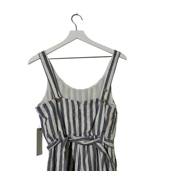 Rachel Zoe Linen Blend Jumpsuit Size 4 Blue White Stripe Belted Wide Leg - Picture 8 of 8
